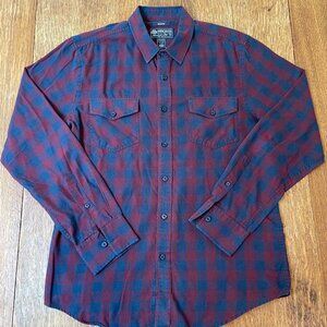 American Rag Men's Flannel Shirt - Medium, Navy Blue & Red Plaid
